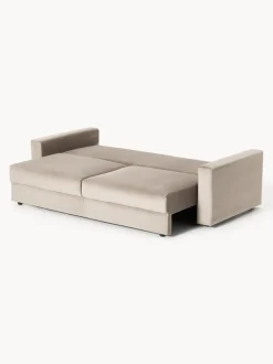 Sofá cama de terciopelo Tasha (3 plazas), con espacio de almacenamiento