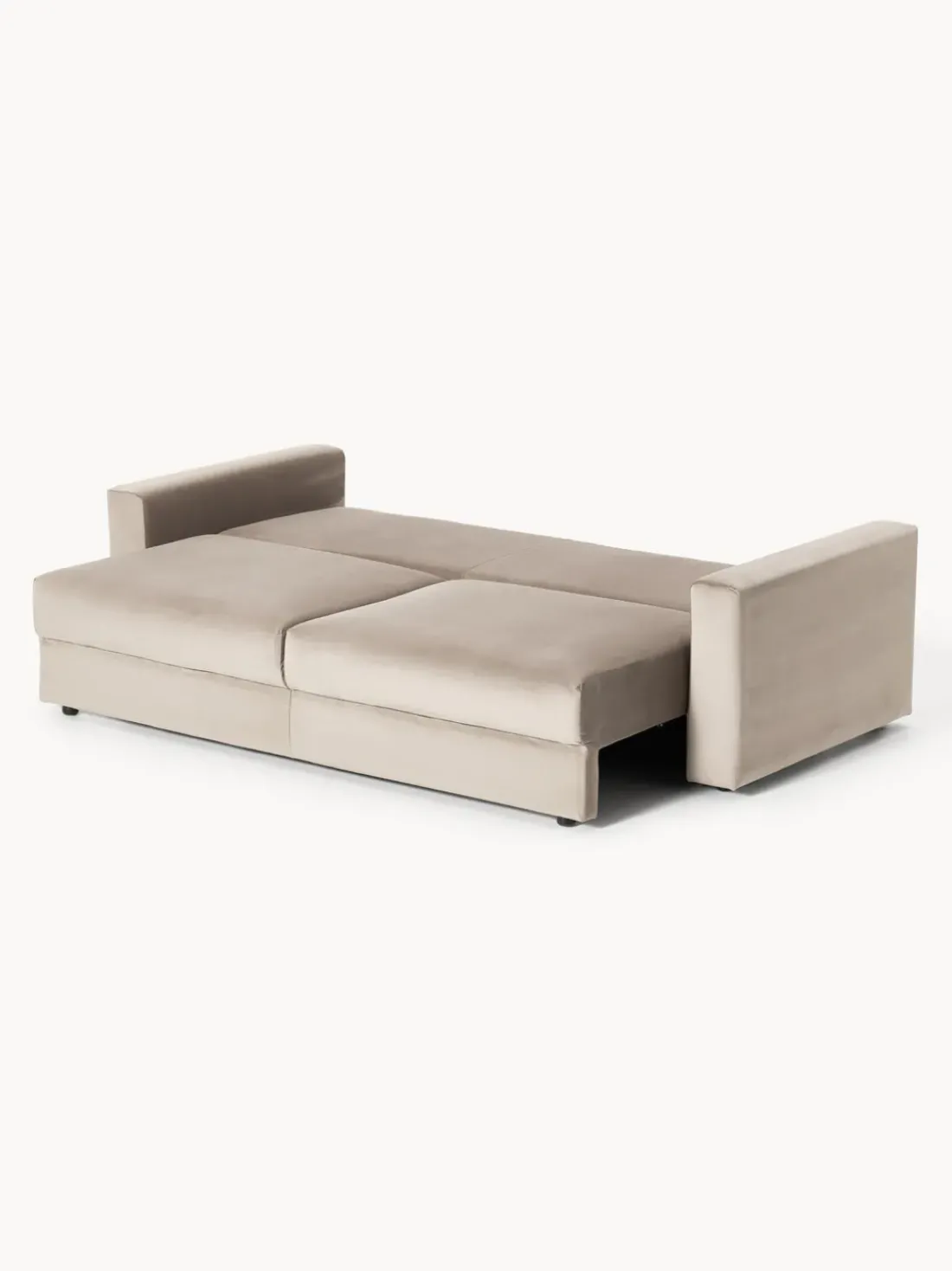 Sofá cama de terciopelo Tasha (3 plazas), con espacio de almacenamiento