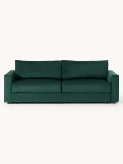 Sofá cama de terciopelo Tasha (3 plazas), con espacio de almacenamiento