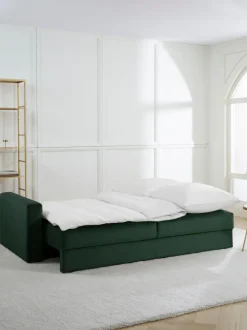Sofá cama de terciopelo Tasha (3 plazas), con espacio de almacenamiento