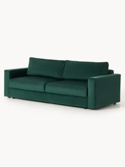 Sofá cama de terciopelo Tasha (3 plazas), con espacio de almacenamiento