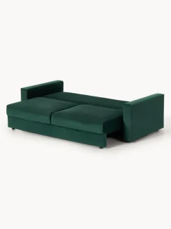 Sofá cama de terciopelo Tasha (3 plazas), con espacio de almacenamiento