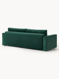 Sofá cama de terciopelo Tasha (3 plazas), con espacio de almacenamiento