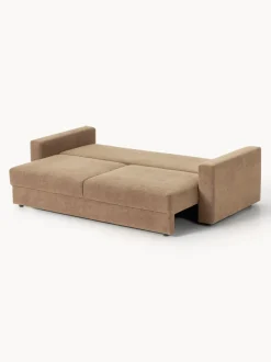 Sofá cama de terciopelo Tasha (3 plazas), con espacio de almacenamiento