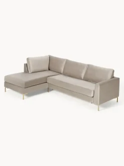 Sofá cama rinconera de terciopelo con colchón Luna (3 plazas)