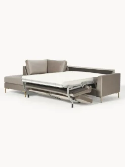 Sofá cama rinconera de terciopelo con colchón Luna (3 plazas)