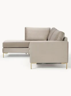 Sofá cama rinconera de terciopelo con colchón Luna (3 plazas)