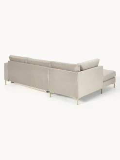 Sofá cama rinconera de terciopelo con colchón Luna (3 plazas)
