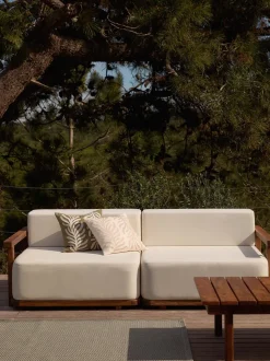 Sofá lounge para exterior de madera de acacia Matheus (2 plazas)