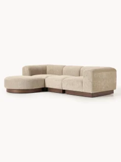 Sofá modular con reposapiés de borreguillo bouclé Natalie (3 plazas)