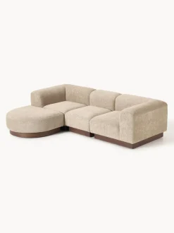 Sofá modular con reposapiés de borreguillo bouclé Natalie (3 plazas)