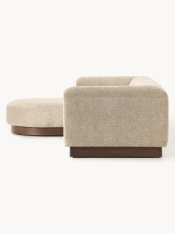 Sofá modular con reposapiés de borreguillo bouclé Natalie (3 plazas)