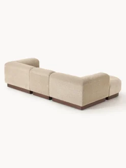 Sofá modular con reposapiés de borreguillo bouclé Natalie (3 plazas)