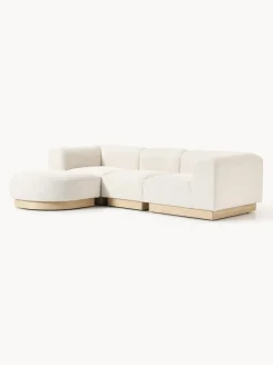 Sofá modular con reposapiés de borreguillo bouclé Natalie (3 plazas)