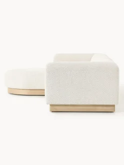 Sofá modular con reposapiés de borreguillo bouclé Natalie (3 plazas)