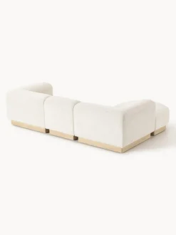 Sofá modular con reposapiés de borreguillo bouclé Natalie (3 plazas)