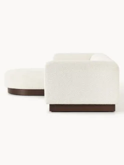 Sofá modular con reposapiés de borreguillo bouclé Natalie (3 plazas)