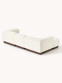 Sofá modular con reposapiés de borreguillo bouclé Natalie (3 plazas)