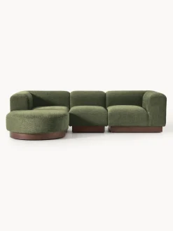 Sofá modular con reposapiés de borreguillo bouclé Natalie (3 plazas)