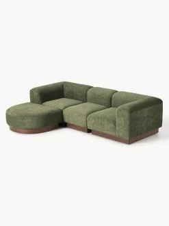 Sofá modular con reposapiés de borreguillo bouclé Natalie (3 plazas)