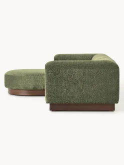 Sofá modular con reposapiés de borreguillo bouclé Natalie (3 plazas)