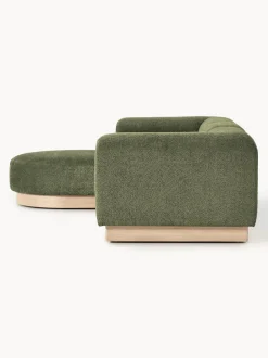 Sofá modular con reposapiés de borreguillo bouclé Natalie (3 plazas)