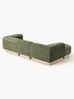 Sofá modular con reposapiés de borreguillo bouclé Natalie (3 plazas)