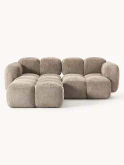Sofá modular de borreguillo bouclé con reposapiés Tayla (3 plazas)