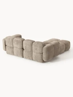Sofá modular de borreguillo bouclé con reposapiés Tayla (3 plazas)