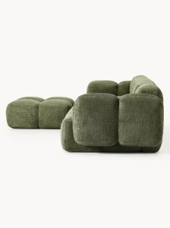 Sofá modular de borreguillo bouclé con reposapiés Tayla (4 plazas)