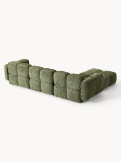 Sofá modular de borreguillo bouclé con reposapiés Tayla (4 plazas)