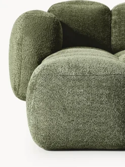 Sofá modular de borreguillo bouclé con reposapiés Tayla (4 plazas)