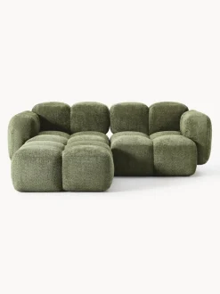 Sofá modular de borreguillo bouclé con reposapiés Tayla (3 plazas)