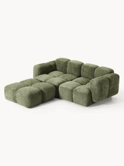 Sofá modular de borreguillo bouclé con reposapiés Tayla (3 plazas)