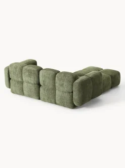 Sofá modular de borreguillo bouclé con reposapiés Tayla (3 plazas)