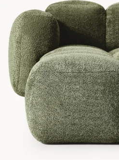 Sofá modular de borreguillo bouclé con reposapiés Tayla (3 plazas)