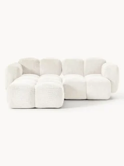 Sofá modular de borreguillo bouclé con reposapiés Tayla (3 plazas)