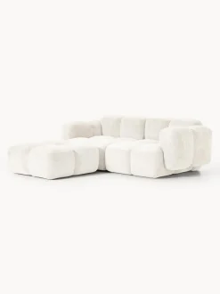 Sofá modular de borreguillo bouclé con reposapiés Tayla (3 plazas)