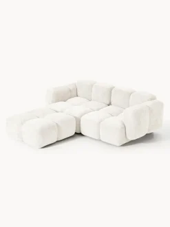 Sofá modular de borreguillo bouclé con reposapiés Tayla (3 plazas)