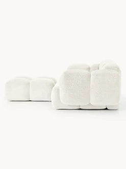 Sofá modular de borreguillo bouclé con reposapiés Tayla (3 plazas)