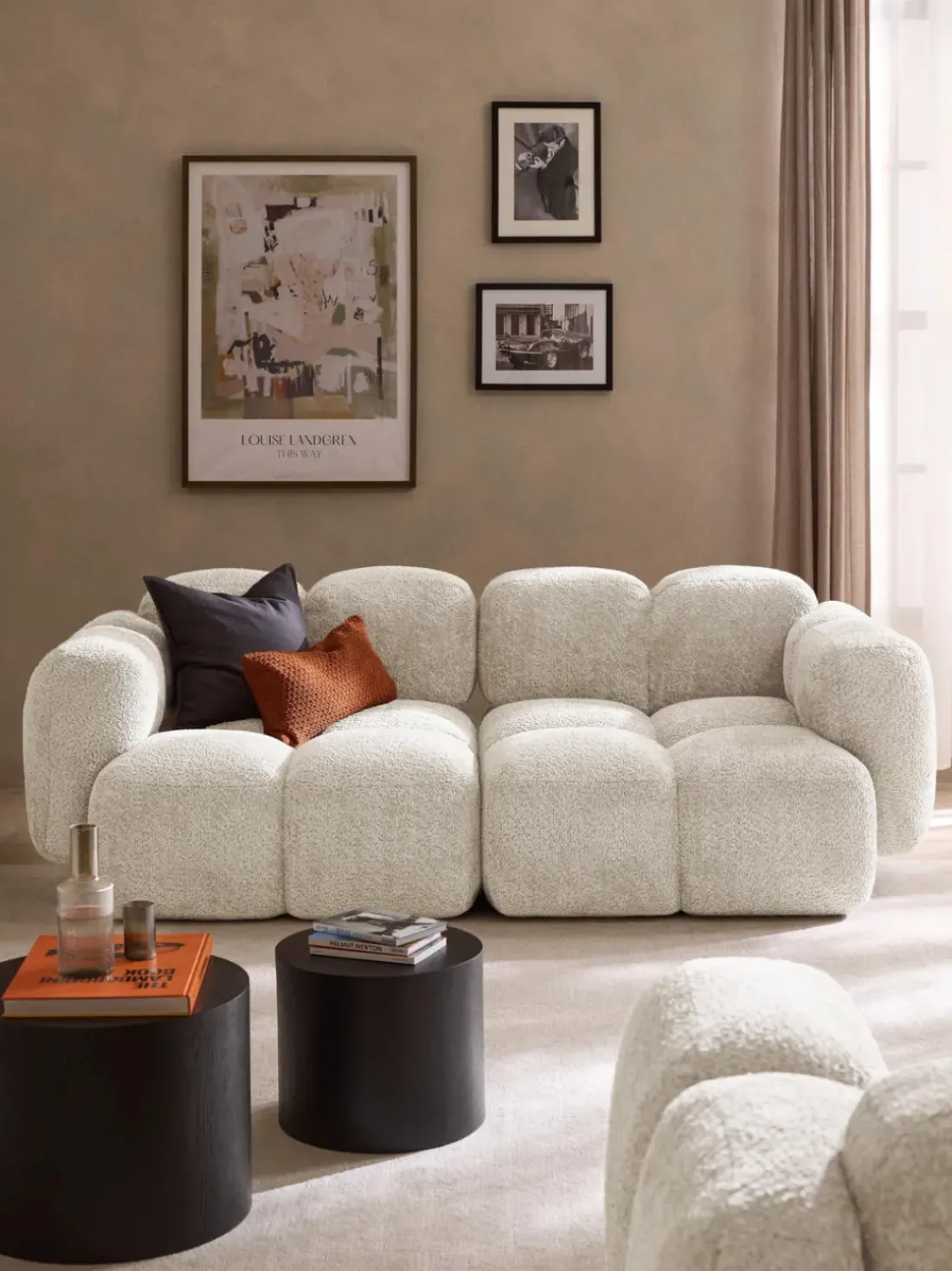 Sofá modular de borreguillo bouclé Tayla (3 plazas)