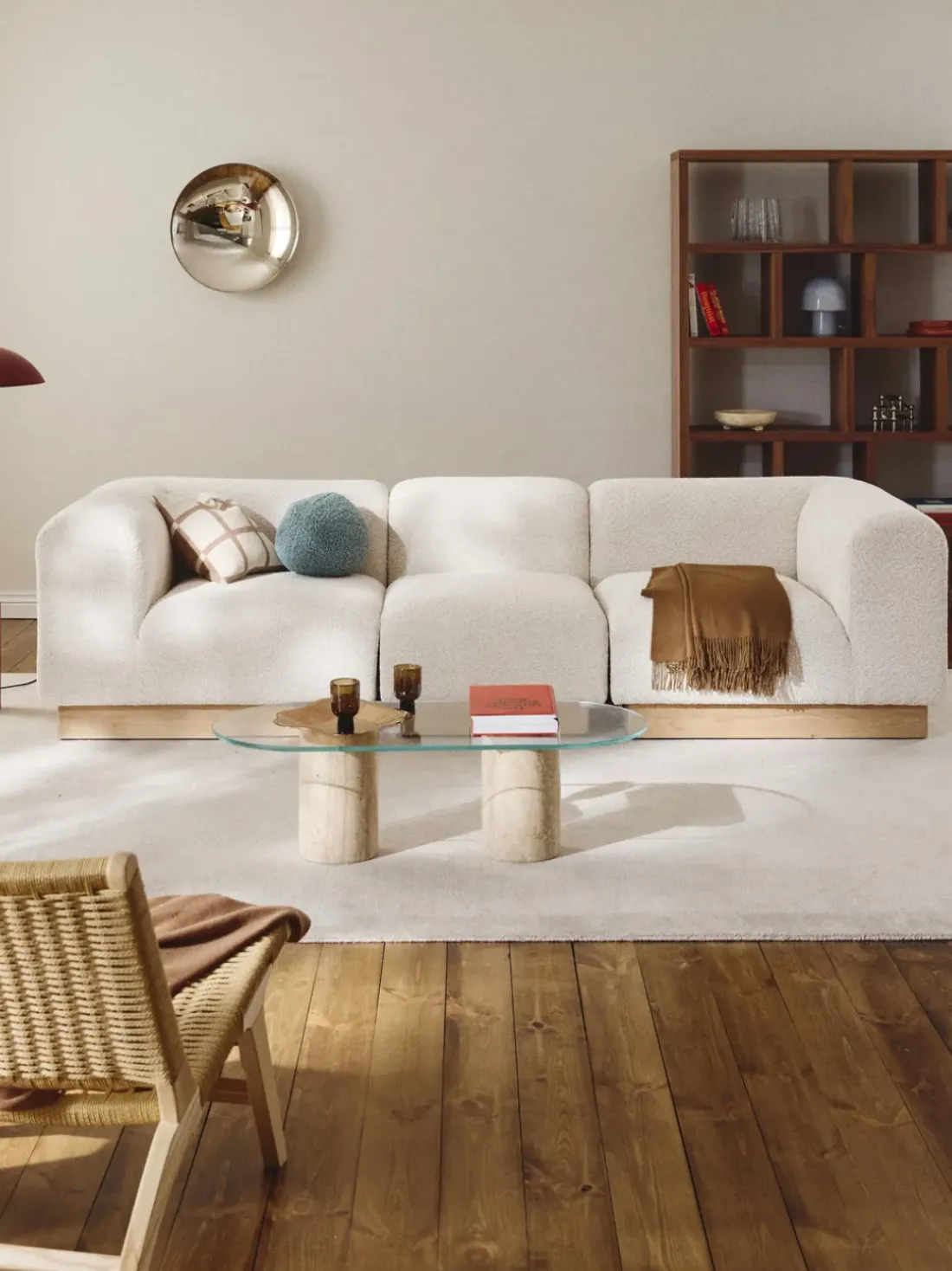 Sofá modular de borreguillo bouclé Natalie (3 plazas)