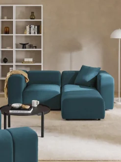 Sofá modular de terciopelo con reposapiés Lena (3 plazas)