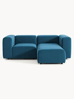 Sofá modular de terciopelo con reposapiés Lena (3 plazas)