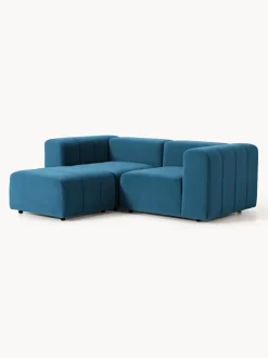 Sofá modular de terciopelo con reposapiés Lena (3 plazas)
