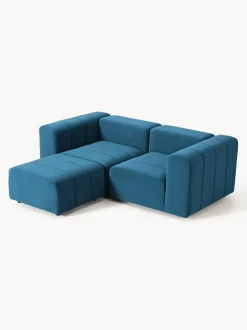 Sofá modular de terciopelo con reposapiés Lena (3 plazas)