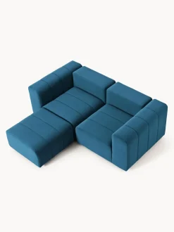 Sofá modular de terciopelo con reposapiés Lena (3 plazas)