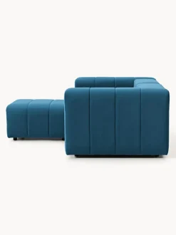Sofá modular de terciopelo con reposapiés Lena (3 plazas)