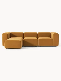 Sofá modular de terciopelo con reposapiés izquierdo/derecho Lena (4 plazas)