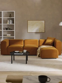 Sofá modular de terciopelo con reposapiés izquierdo/derecho Lena (4 plazas)